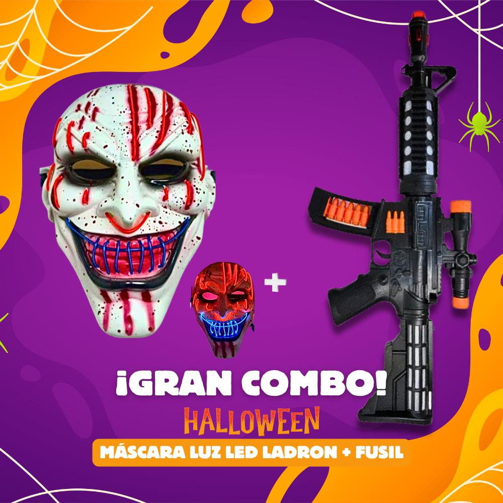 MEGA COMBO Máscara Terrorífica Doble Luz + Arma