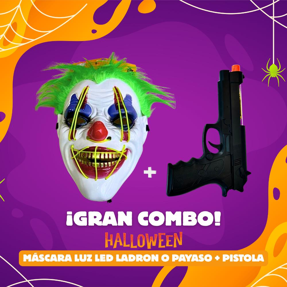 MEGA COMBO Máscara Terrorífica Doble Luz + Arma
