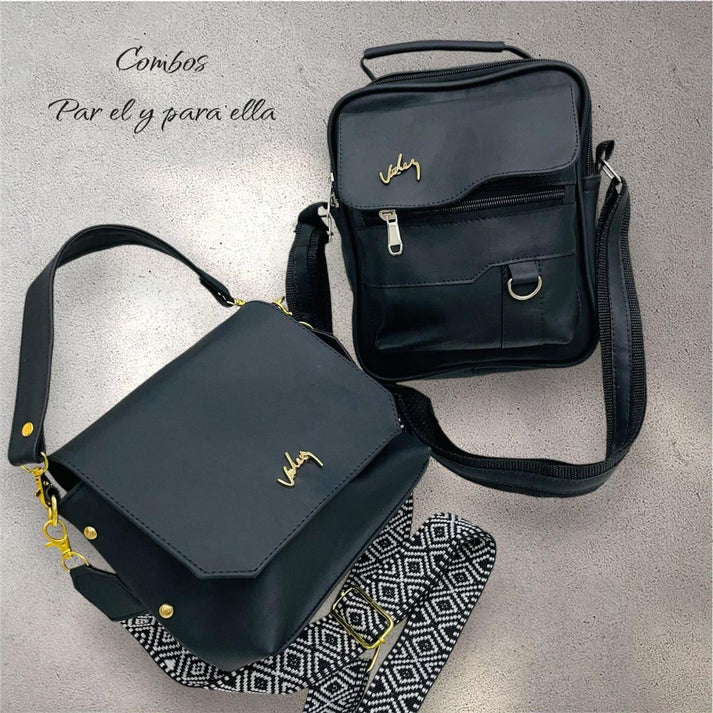 COMBO PAREJA CARRIEL + BOLSO DE CUERO VELEZ