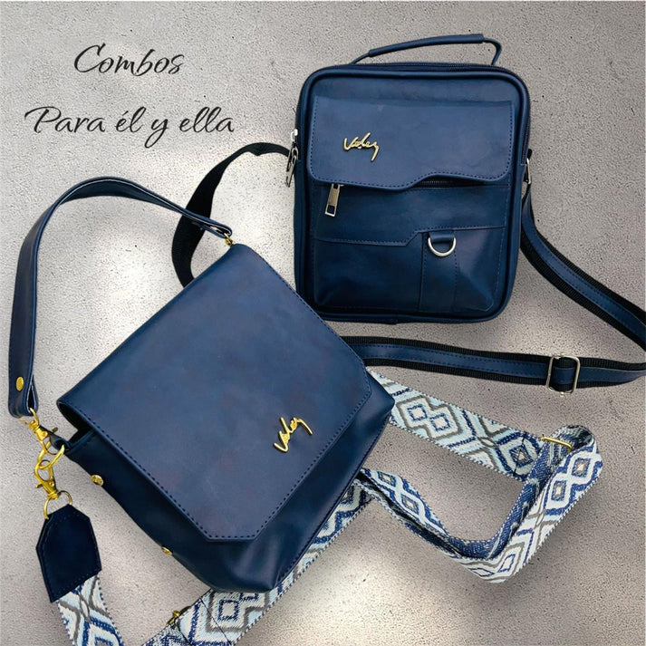 COMBO PAREJA CARRIEL + BOLSO DE CUERO VELEZ