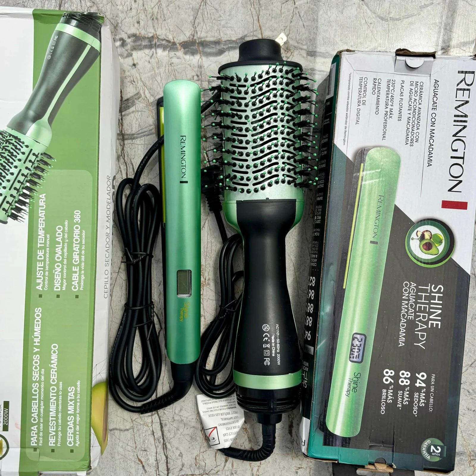 PROMOCION COMBO PLANCHA AGUACATE + CEPILLO SECADOR REMINGTON 2 EN 1 🥑